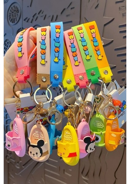 Disney Lisanslı Tsum Tsum Serisi Mini Terlik Figürlü Anahtarlık