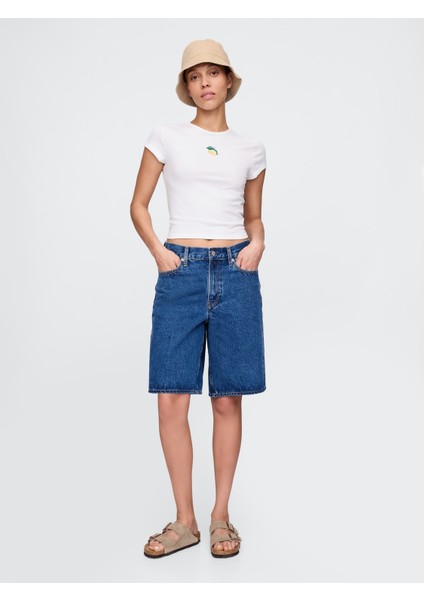 Kadın Beyaz Grafikli Crop T-Shirt fırsatları