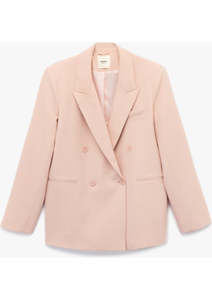 Kruvaze Uzun Kollu Oversize Blazer Ceket