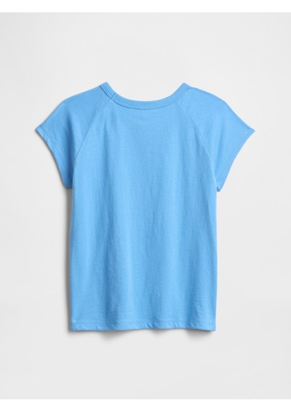 Kız Çocuk Mavi Grafik Baskılı T-Shirt fiyatları