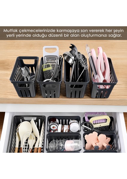 13 Parça Modüler Çekmece Içi Organizer Set - Banyo Mutfak Makyaj Aksesuar Ofis Düzenleyici Siyah fiyatları