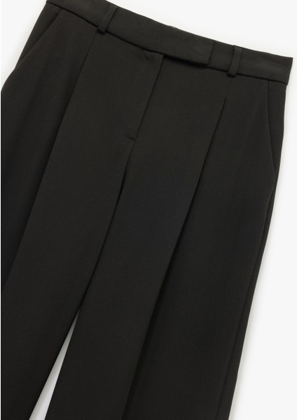 Pile Detaylı Cepli Yüksek Bel Palazzo Pantolon modelleri