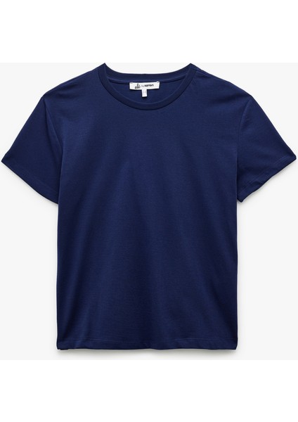 Kısa Kollu Bisiklet Yaka Pamuklu Basic Tişört modelleri