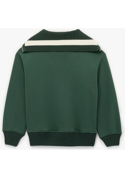 Şardonlu Uzun Kollu Yarım Fermuarlı Ayıcık Nakışlı Oversize Sweatshirt fiyatları
