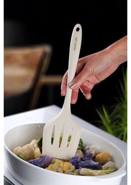 Silikon Izgaralı Spatula Bej