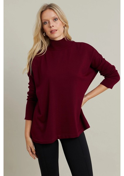 Kadın Bordo Salaş Triko Bluz YV289 fiyatları