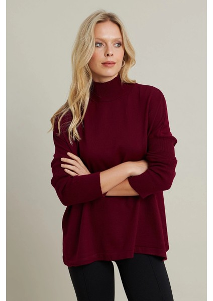 Kadın Bordo Salaş Triko Bluz YV289 fırsatları
