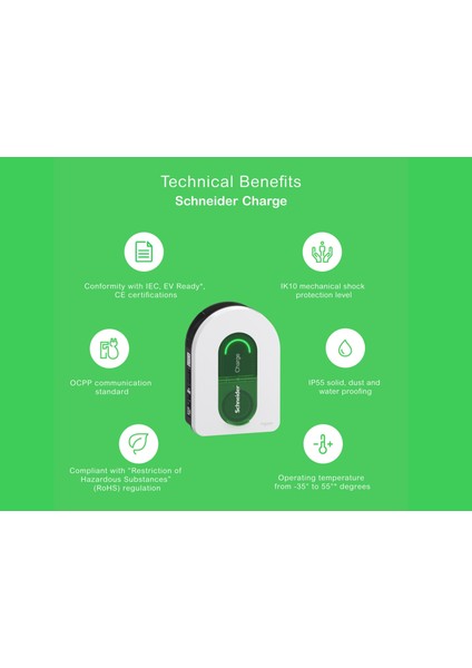 Schneıder Charge Evlink Wallbox 22,1kw Plastik 1xt2 Soket Elektrikli Araç Şarj Istasyonu Yeni Nesil fiyatları