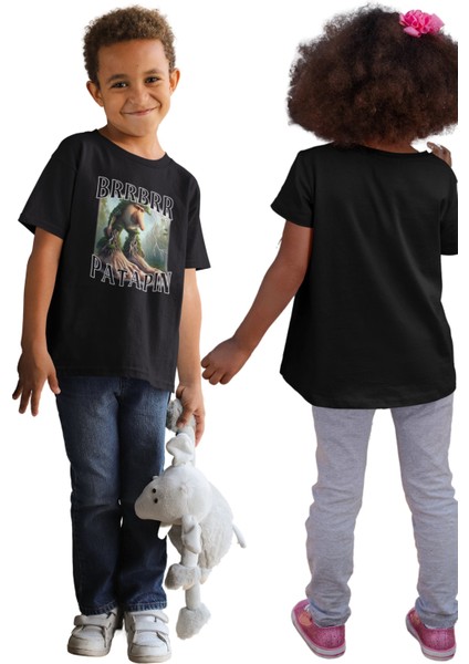 Unisex Brrbrr Patapin Baskılı T-Shirt, Oversize Tung Tung Tung Sahur Temalı Bisiklet Yaka Tişört modelleri