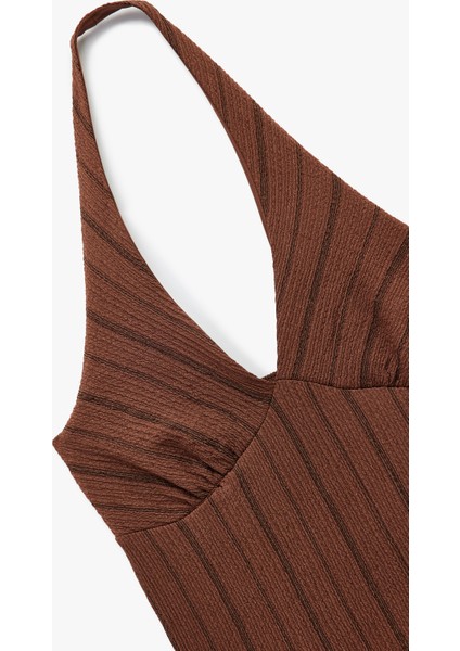 Çizgili Kolsuz Halter Yaka Bluz modelleri