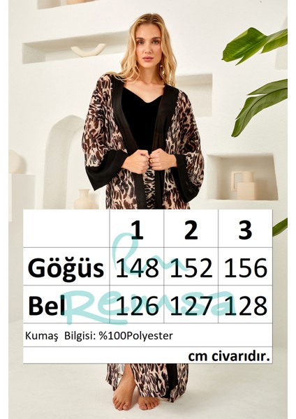 Mayo Üzerine Tek Pareo Kimono 4824 Leopar SIYAH01