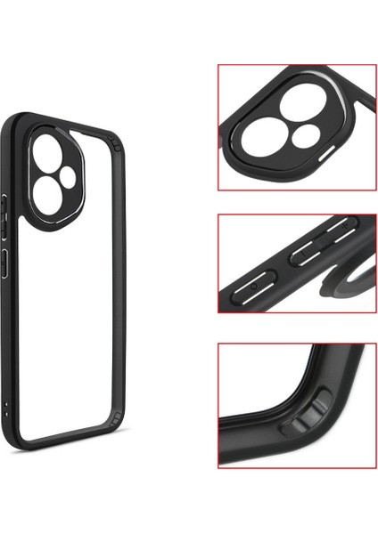 Honor 400 Uyumlu Kılıf Roll Arkası Şeffaf Plastik Kenar Silikon Airbagli Siyah fiyatları