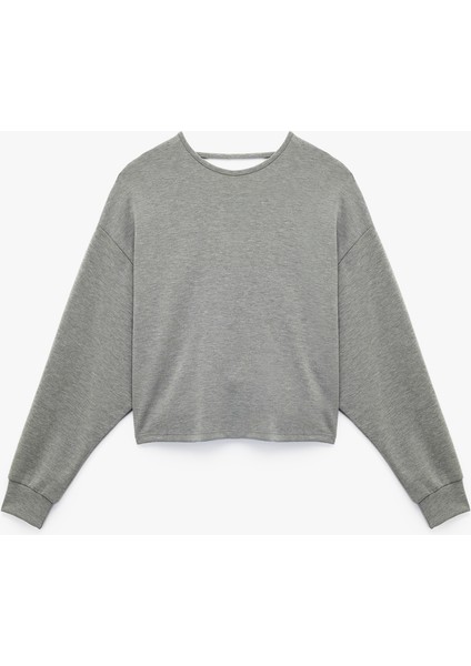 Modal Kumaş Kayık Yaka Uzun Kollu Arkası Pencere Detaylı Sweatshirt
