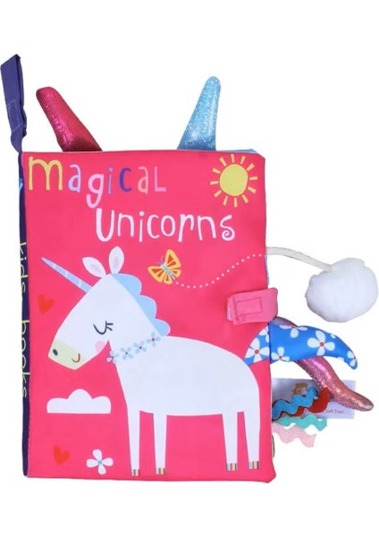 Elite Hışırtılı Bebek Kitabı 3D Montessori Yıkanabilir Bez Kitap Unicorn Serisi 1 Adet