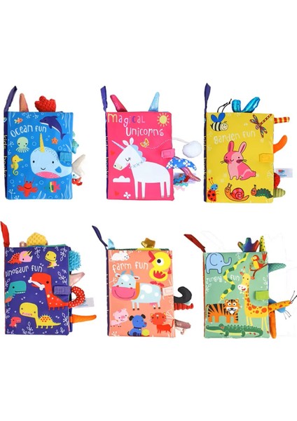 Elite Hışırtılı Bebek Kitabı 3D Montessori Yıkanabilir Bez Kitap Unicorn Serisi 1 Adet