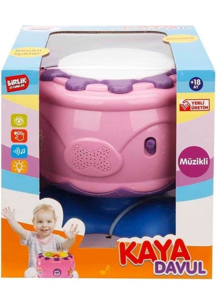 Elite Işıklı ve Müzikli Kaya Davul - Pembe 1 Adet