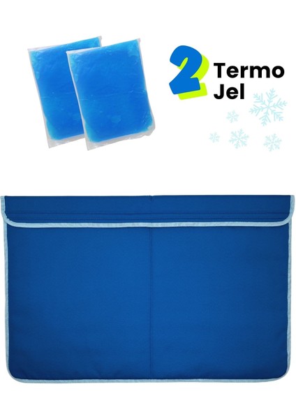 Serinletici Köpek Minderi 70×50 CM Mavi - 2 Jel Dahil Su Geçirmez ve Katlanabilir Kumaş