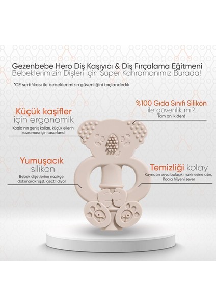 Elite Silikon Diş Kaşıyıcı ve Dişlik | Bebek Diş Fırçalama Eğitmeni | Mink Bej | 3 Ay 1 Adet modelleri