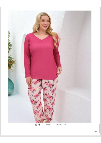 Perfect Club Kadın Büyük Beden V Yaka Uzun Kol Pijama Takımı 4378- 1 Adet fiyatları