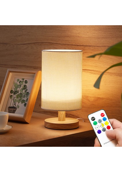 Yatak Başı Lambası Minyatür Sıcak Işık Modern LED USB Güç Kaynağı Masa Masaüstü Gece Lambası Bej Renk Uzaktan Kumanda Tipi (Yurt Dışından)