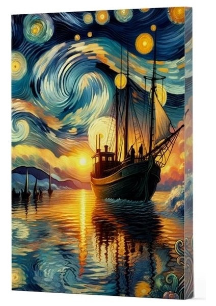 Van Gogh 2 - Gemi Çizgili Yan Boyamalı Defter