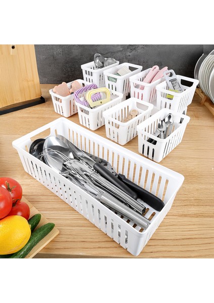 9 Parça Modüler Çekmece Içi Organizer Set - Banyo Mutfak Makyaj Aksesuar Ofis Düzenleyici Beyaz