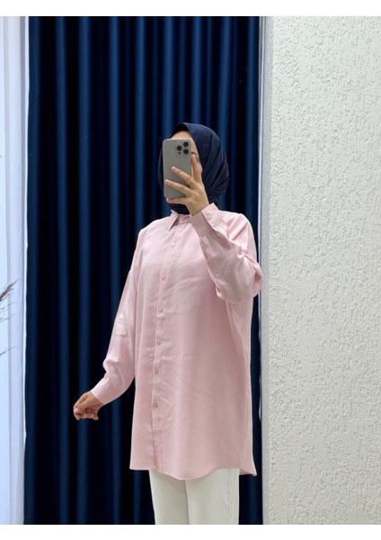 Verona Önü Kısa Arkası Uzun Modal GÖMLEK-PE215 Pembe
