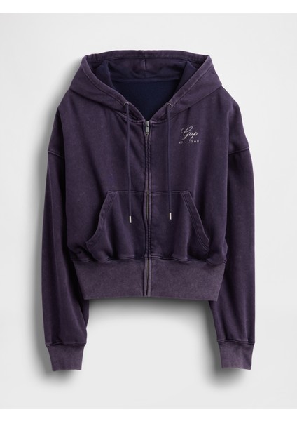 Kadın Siyah Vintagesoft Fermuarlı Gap Logo Sweatshirt fiyatları