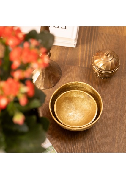 Lotus Pirinç Dekoratif Obje 10X10X4 cm Mat Altın fiyatları