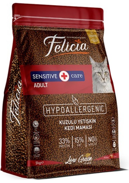 Hypoallergenic Az Tahıllı Sensitive Adult Kuzu Etli Yetişkin Kedi Maması 1 kg