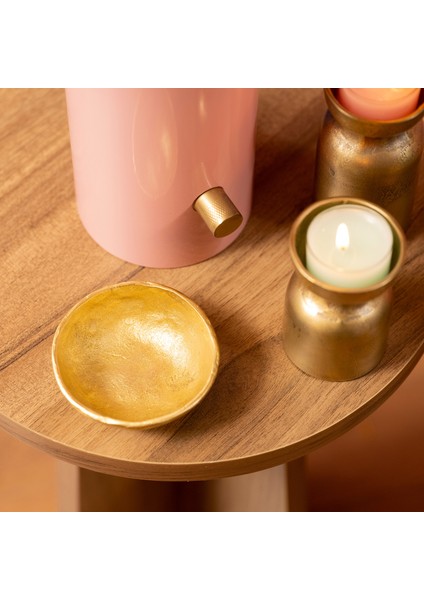 Lotus Pirinç Dekoratif Obje 10X10X4 cm Mat Altın