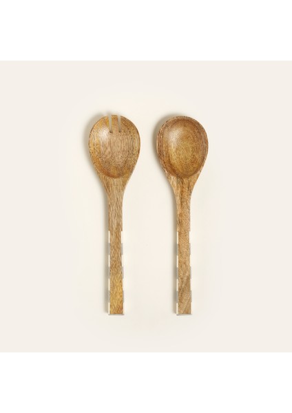 Nohar Mango Ağacı - Reçine Salata Kaşık Seti 30X8X3 cm Natural - Grı