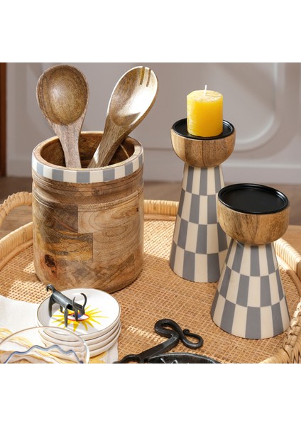 Nohar Mango Ağacı - Reçine Salata Kaşık Seti 30X8X3 cm Natural - Grı indirimleri
