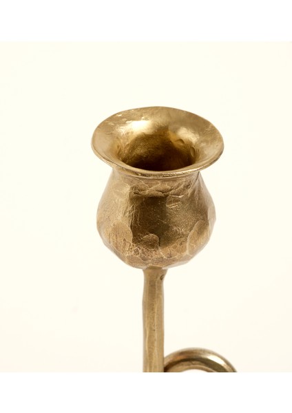 Lotus Metal Şamdan 7X7X15 cm Altın
