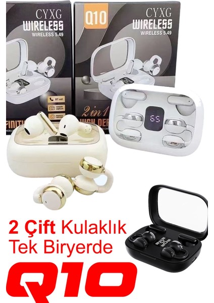 Q10 Kulak Klipsli Bluetooth Kulaklık – Çiftli Set | Şık Hafif ve Ergonomik Tasarım | Bluetooth 5. 1 | Çift Mikrofon | IPX4/ 5 Suya Dayanıklı