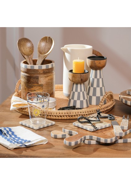Nohar Mango Ağacı - Reçine Kaşıklık 15X15X18 cm Natural - Grı