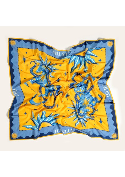 Pera Dijital Baskılı Pamuk Pamuk Ipek Pareo 140X140 cm Mavi - Sarı fiyatları