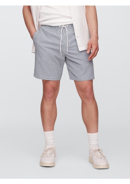 Erkek Koyu Mavi 6" Relaxed Seersucker Mayo