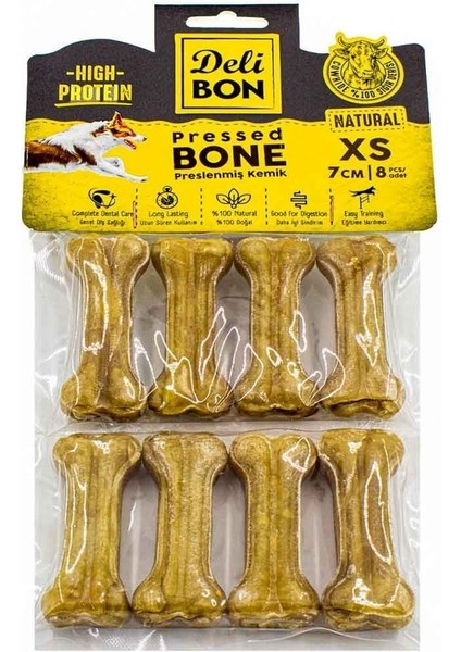 Deri Press Köpek Kemik 7cm Xs Boy 8li Paket Natural