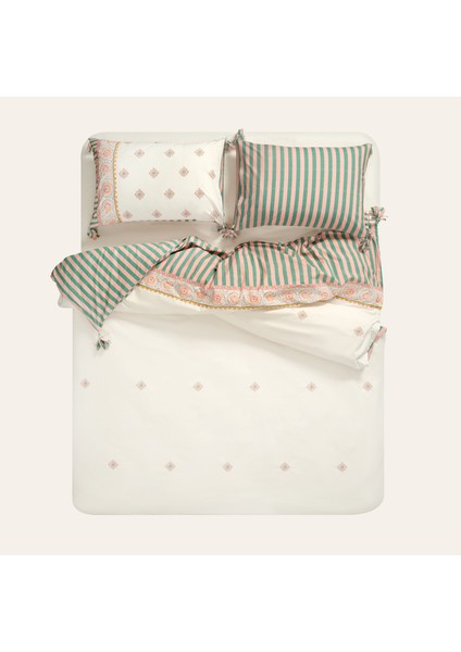 Sansad 200 Tc Püsküllü El Işi Nakışlı E.kıng Sıze Pamuk Percale Nevresim Takımı 260X240 cm Ekru indirimleri