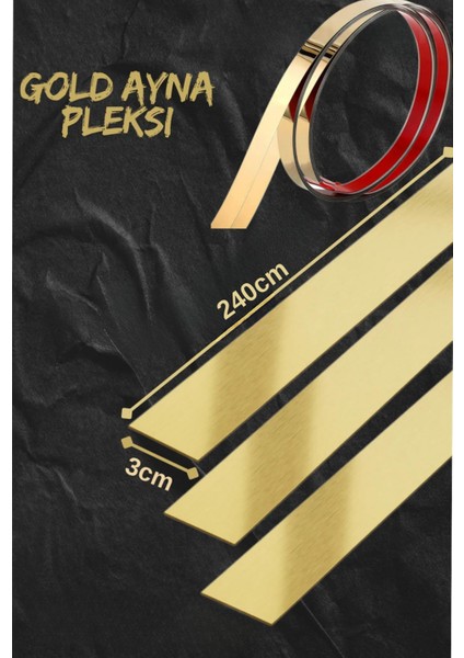 3cm Dekoratif Kendinden Yapışkanlı Gold & Ayna Pleksi 5 Adet