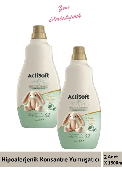 Yumuşatıcı Sensitive Konsantre Hipoalarjenik 1500 ml x 2 Adet 120 Yıkama