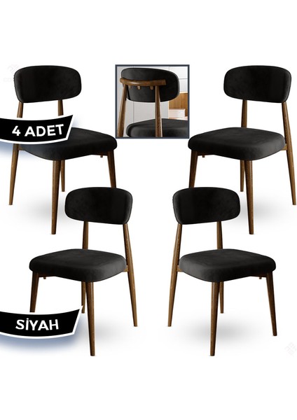 Laos Serisi 4 Adet Siyah Mutfak Sandalyesi Ahşap Kaplama 1. Sınıf Babyface Kumaş fiyatları