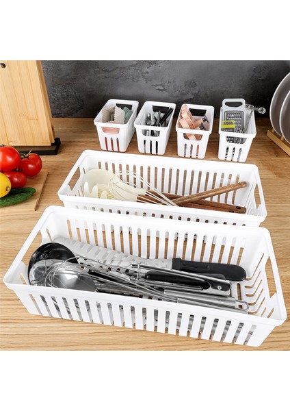 6 Parça Modüler Çekmece Içi Organizer Set - Banyo Mutfak Makyaj Aksesuar Ofis Düzenleyici Beyaz