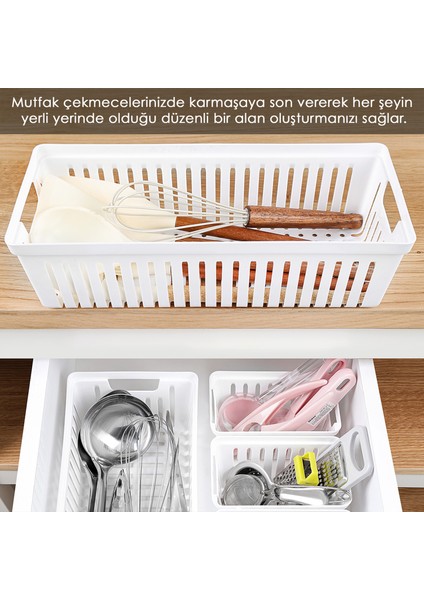 6 Parça Modüler Çekmece Içi Organizer Set - Banyo Mutfak Makyaj Aksesuar Ofis Düzenleyici Beyaz fiyatları