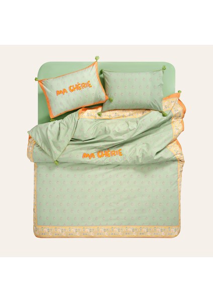 Sansad 200 Tc Püsküllü El Işi Nakışlı E.kıng Sıze Pamuk Percale Nevresim Takımı 260X240 cm Yeşil indirimleri