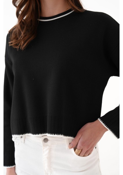 Çoban Dikiş Yakası Çizgili Triko Kazak fiyatları