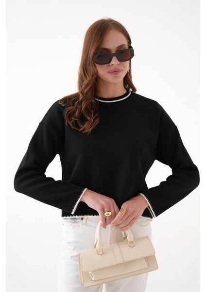 Çoban Dikiş Yakası Çizgili Triko Kazak modelleri