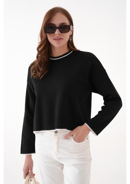 Çoban Dikiş Yakası Çizgili Triko Kazak fırsatları