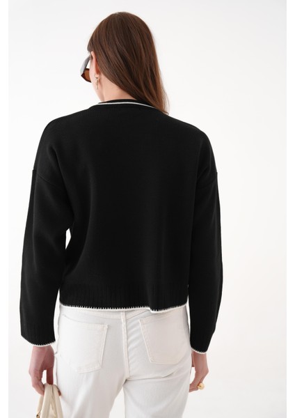 Çoban Dikiş Yakası Çizgili Triko Kazak indirimleri